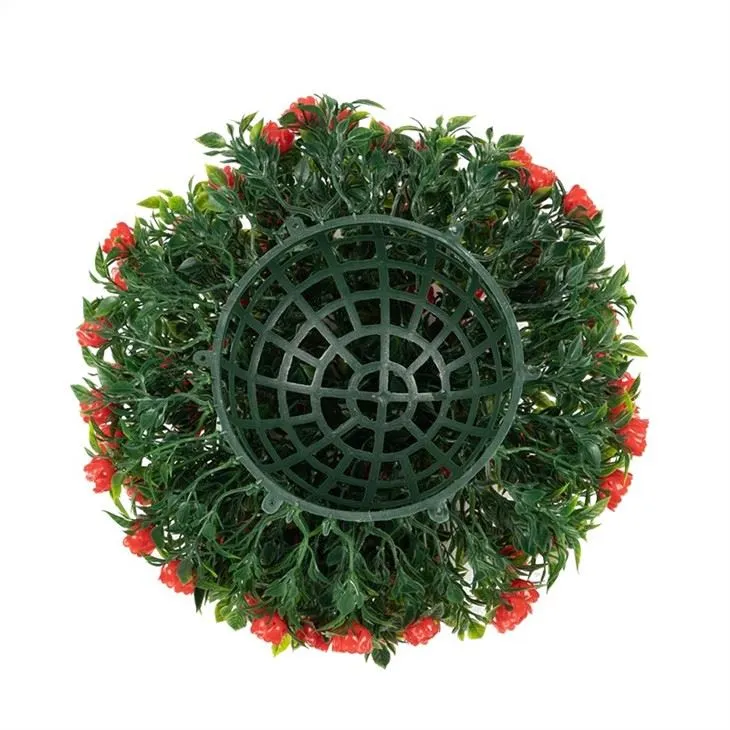 Artificial Red Roese Ball With Artificial Leaves